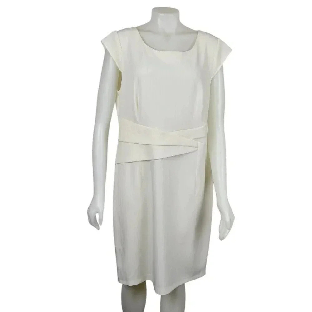 NWT Voir Voir Off White Shift Dress Sleeveless Stretch Size 14